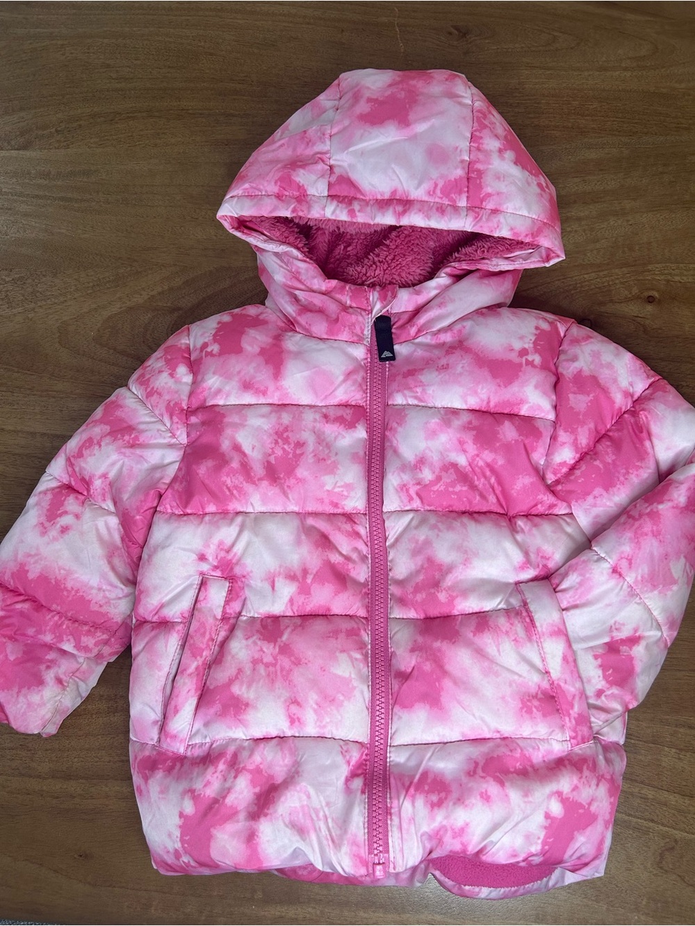 Ozark Trail Tie Die Pink Puffer Fleece Jacket -3T